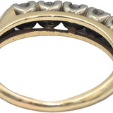 Vintage 14k Yellow Gold Round Cut Diamond Five Stone Band Ring 0.30CT Size 5.5