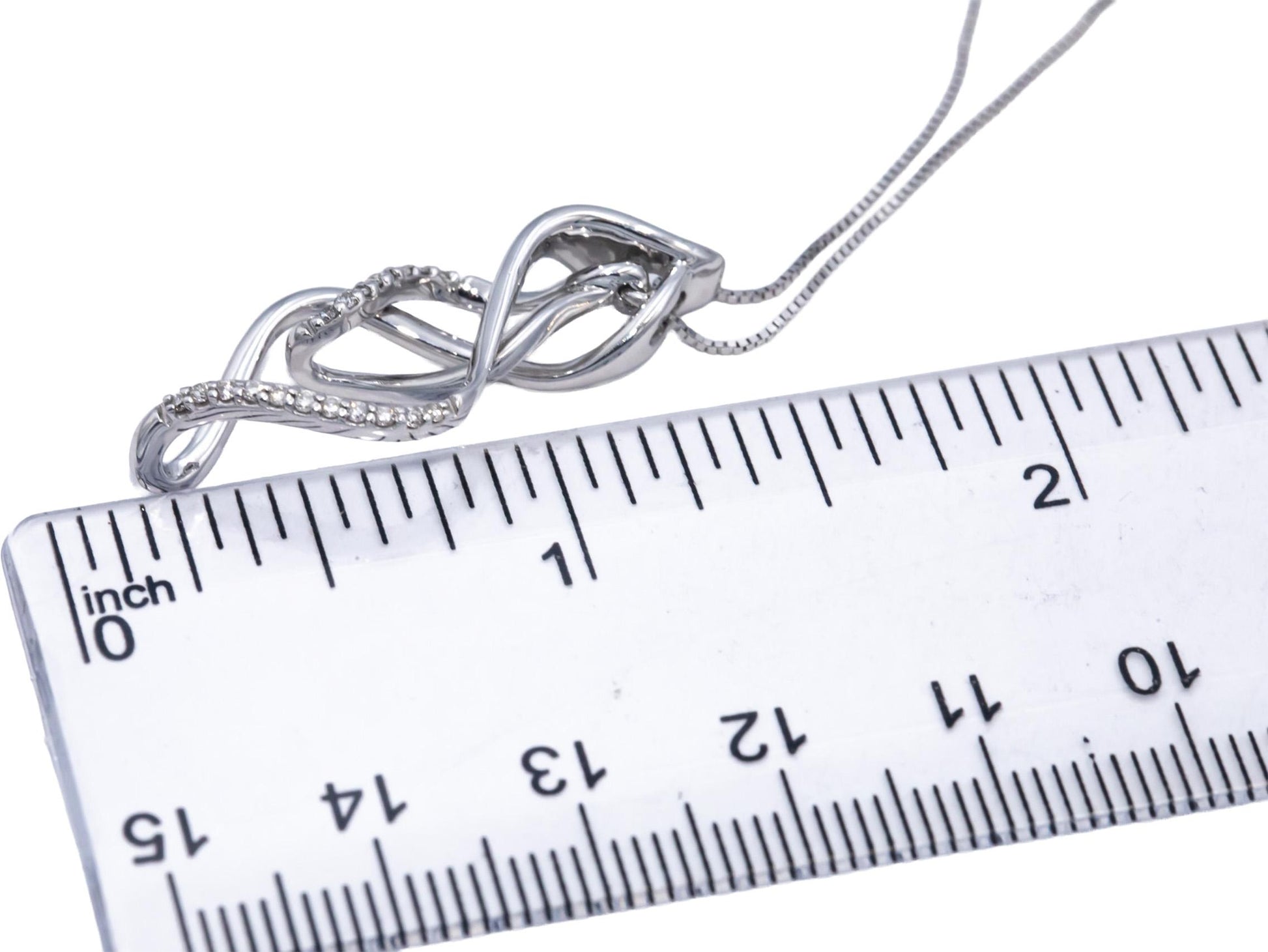 Diamond Round Cut 14k White Gold Abstract Pendant Necklace 0.10CT