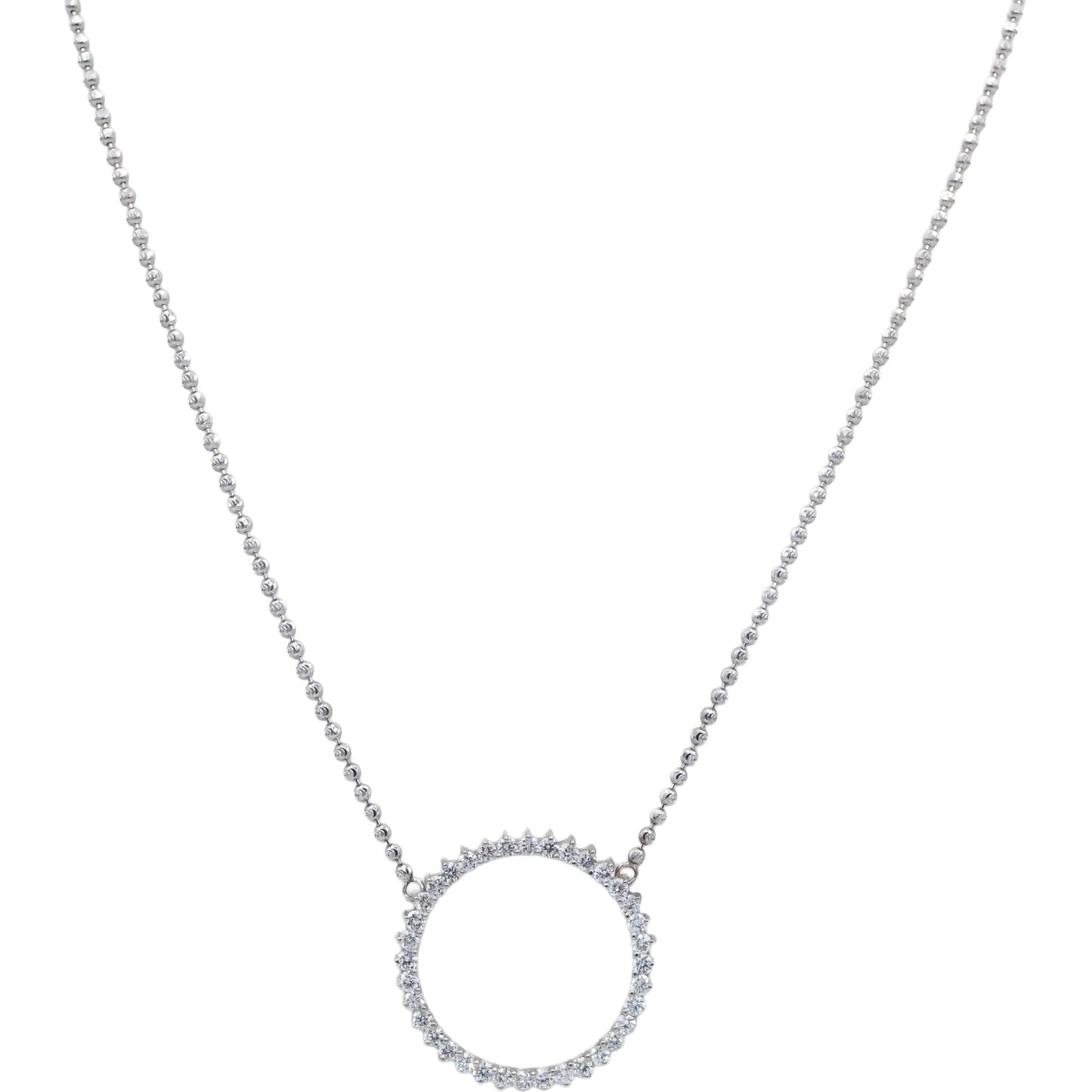 14k White Gold Lab Grown Round Diamond Circle Fixed Pendant Necklace 2.60CT