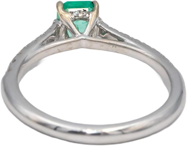 Emerald & VS Diamond 14k White Gold Cocktail Ring 0.75CT Size 6.5