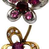 18k Two Tone Gold Diamond Assorted Gemstone Butterfly Earrings 4.0CT