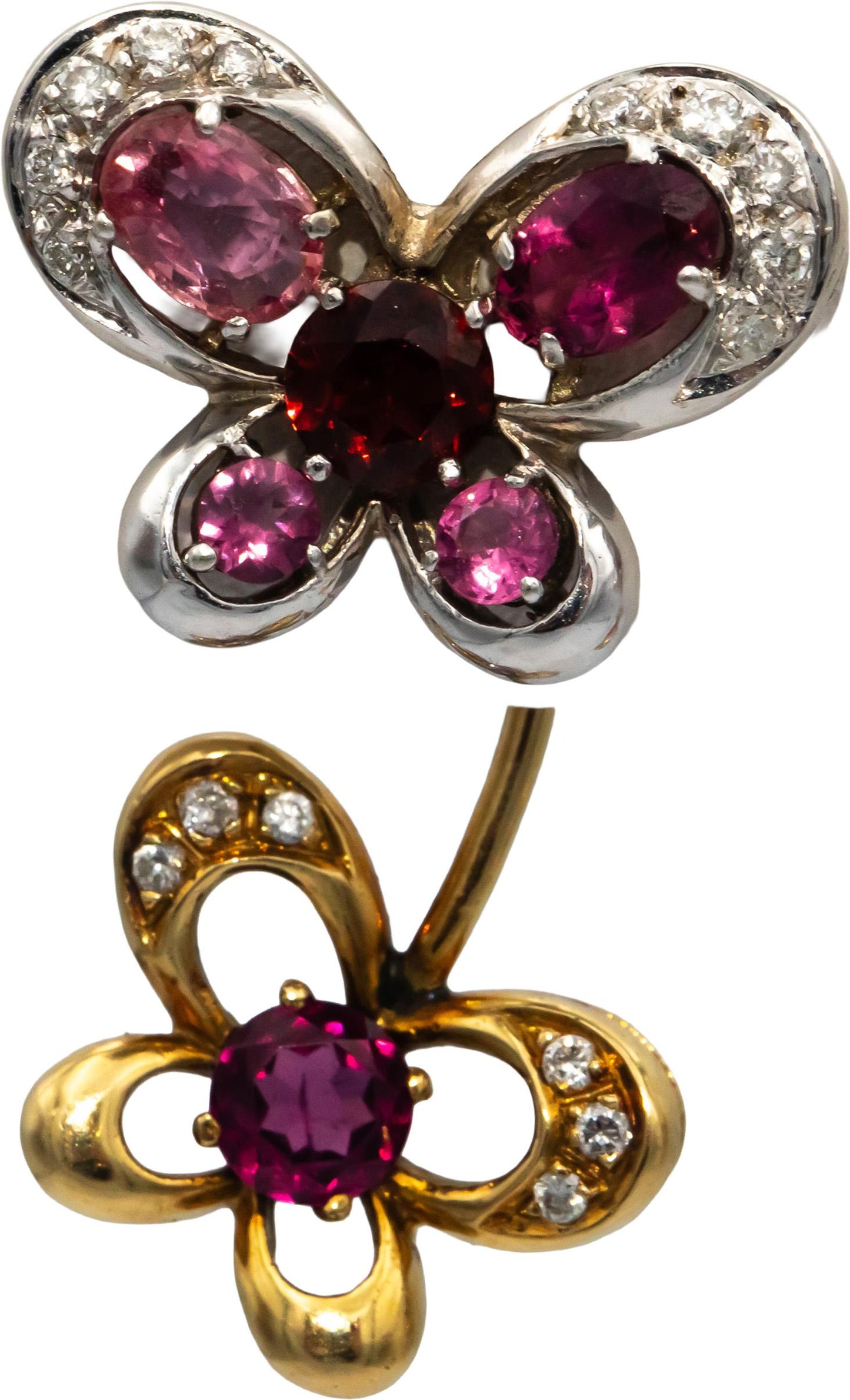 18k Two Tone Gold Diamond Assorted Gemstone Butterfly Earrings 4.0CT
