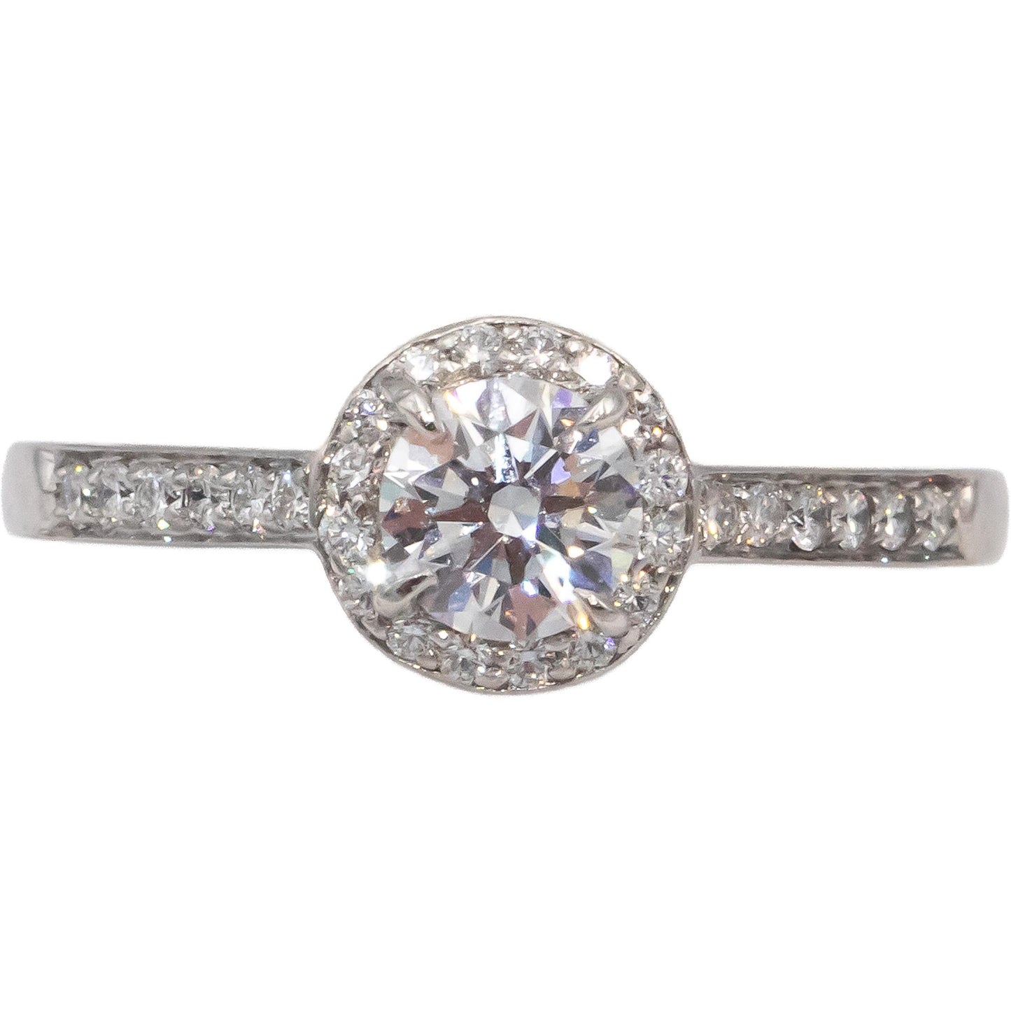 TIFFANY & CO. GIA Certified Platinum Soleste Diamond Ring 0.84CT w/ .56CT Center