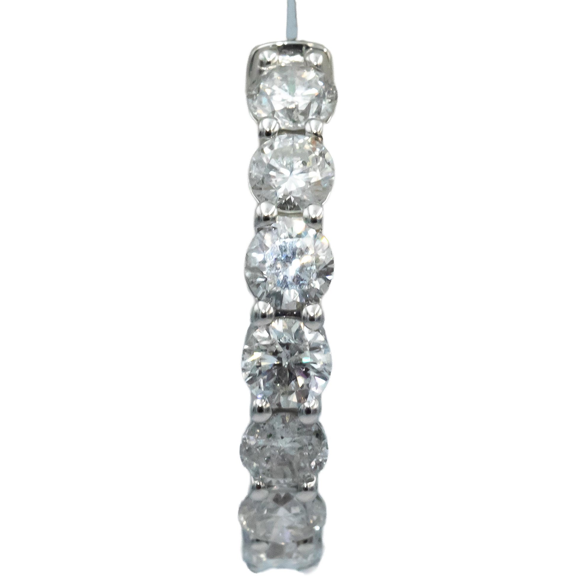 14k White Gold Round Diamond Inside Out Circle Hoop Earrings 5.0CT