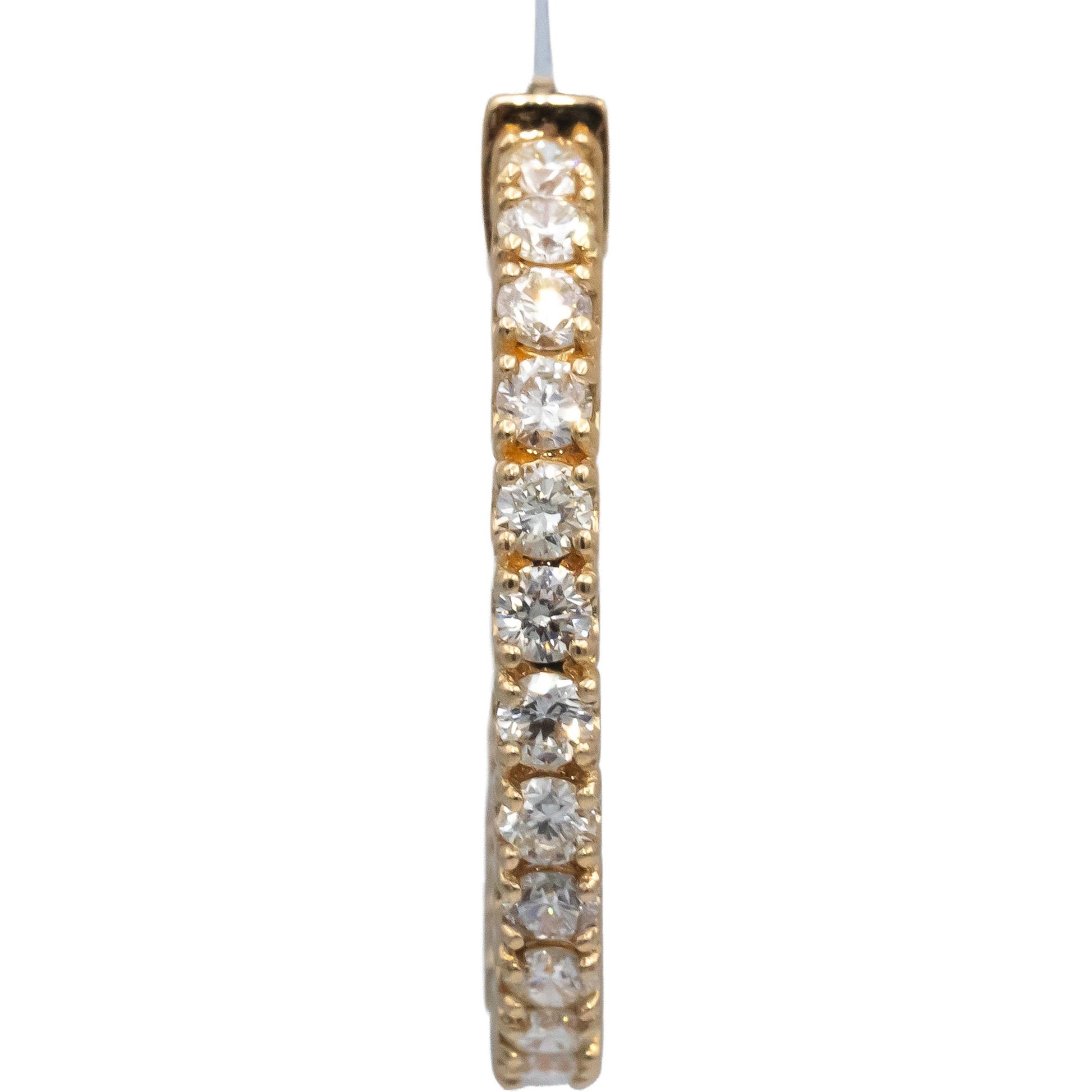 14k Yellow Gold Round Diamond Inside Out Circle Hoop Earrings 1.98CT