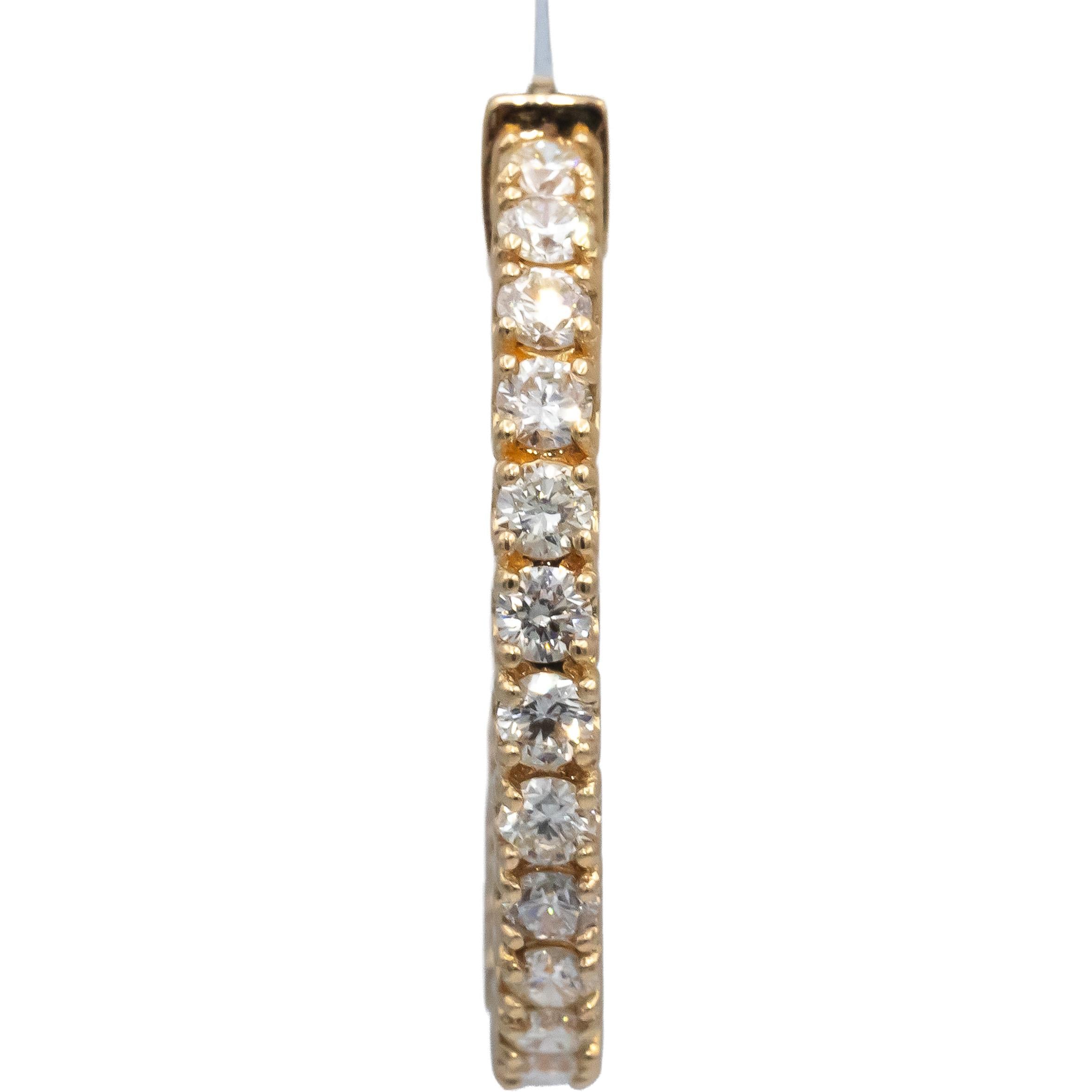 14k Yellow Gold Round Diamond Inside Out Circle Hoop Earrings 1.98CT