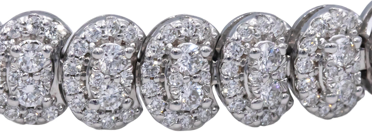 14k White Gold Lab-Grown VS Round Diamond Fancy Pave Cluster Bracelet 5.0CT
