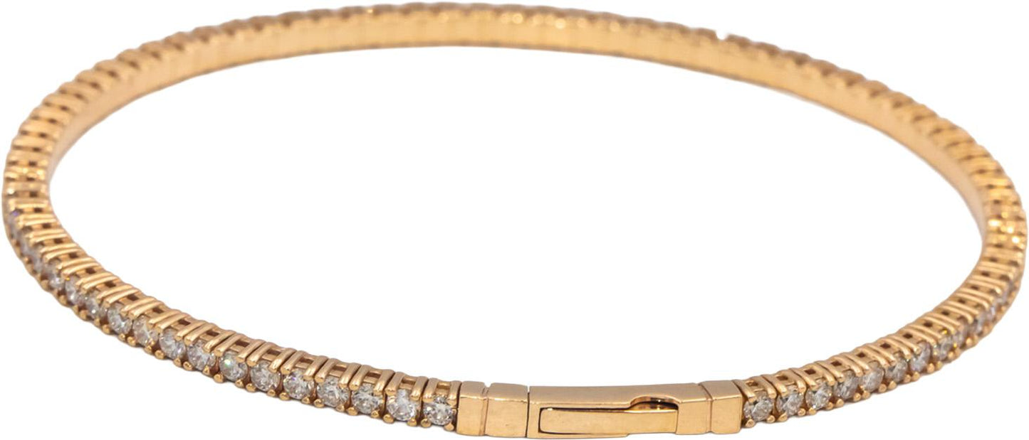 Round Diamond 18k Rose Gold Flexible Bangle Bracelet 2.33CT