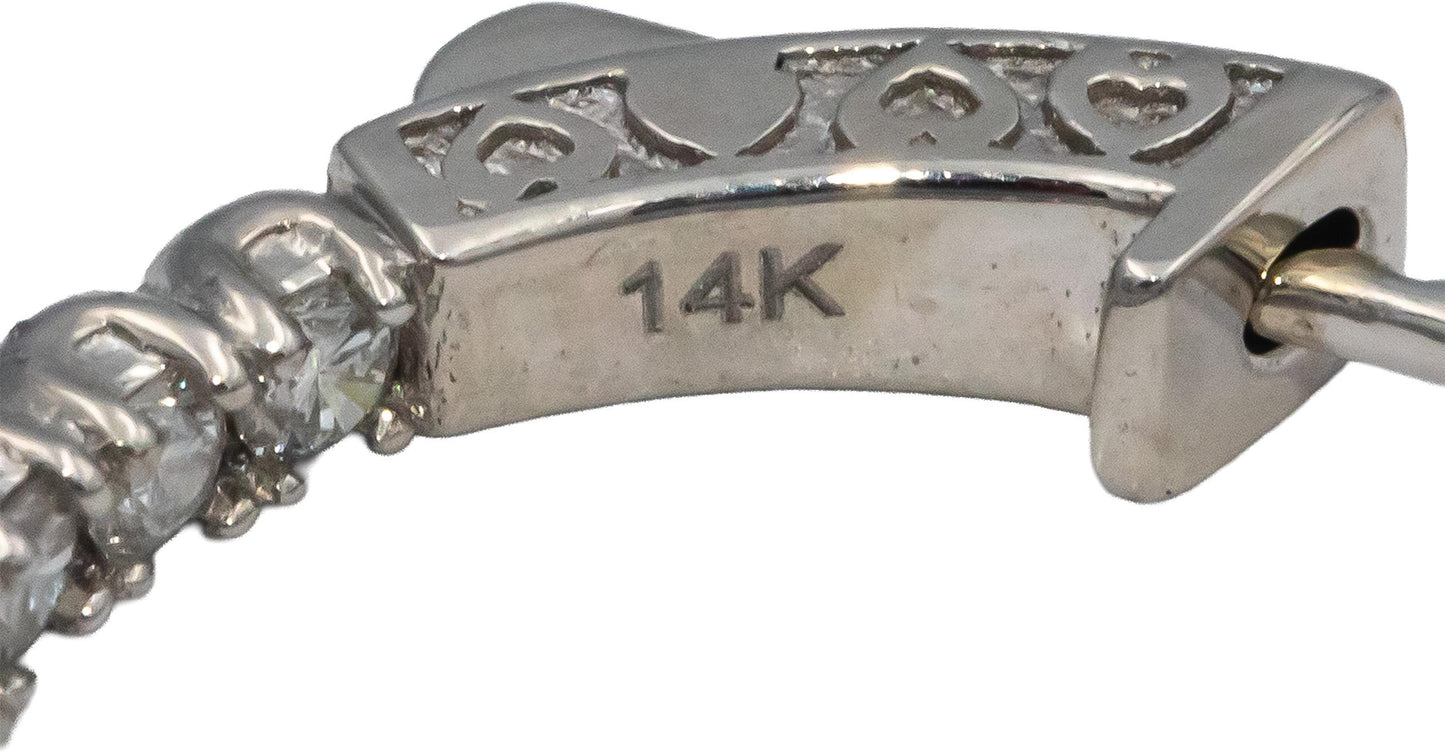 14k White Gold Round Diamond Inside Out Hoop Earrings 1.48CT