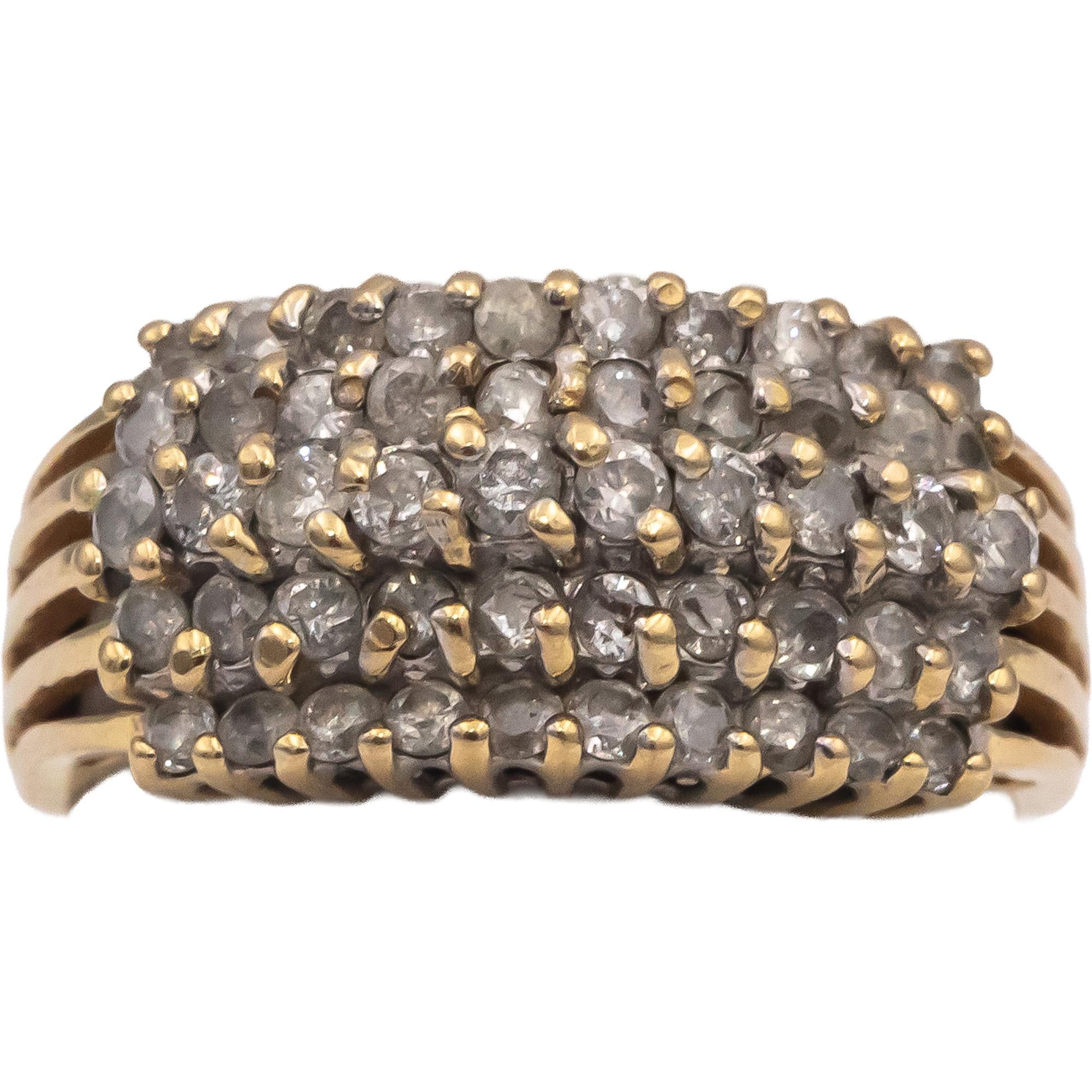14k Yellow Gold Round Diamond Cluster Cocktail Ring 1.0CT Size 7