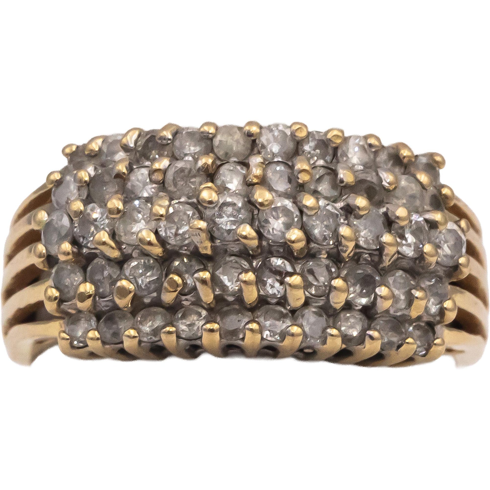 14k Yellow Gold Round Diamond Cluster Cocktail Ring 1.0CT Size 7