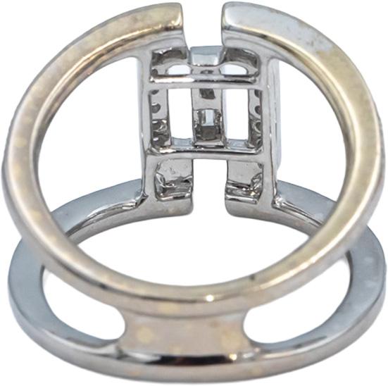 18k White Gold Round & Baguette Cut Diamond Cocktail Ring 0.45CT Size 7