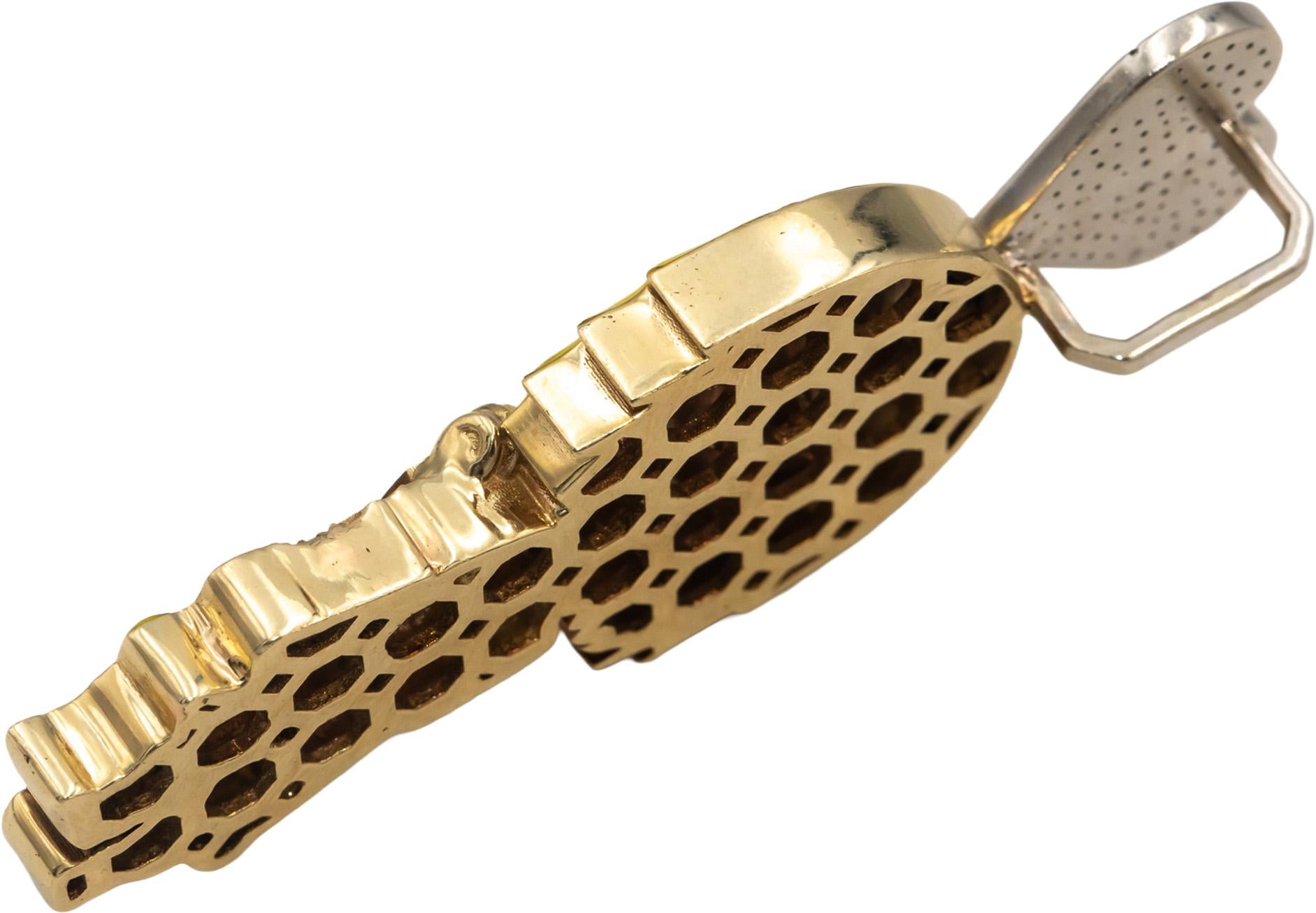 10k White & Yellow Gold VS Round Diamond Enamel Anime Character Pendant 1.50CT