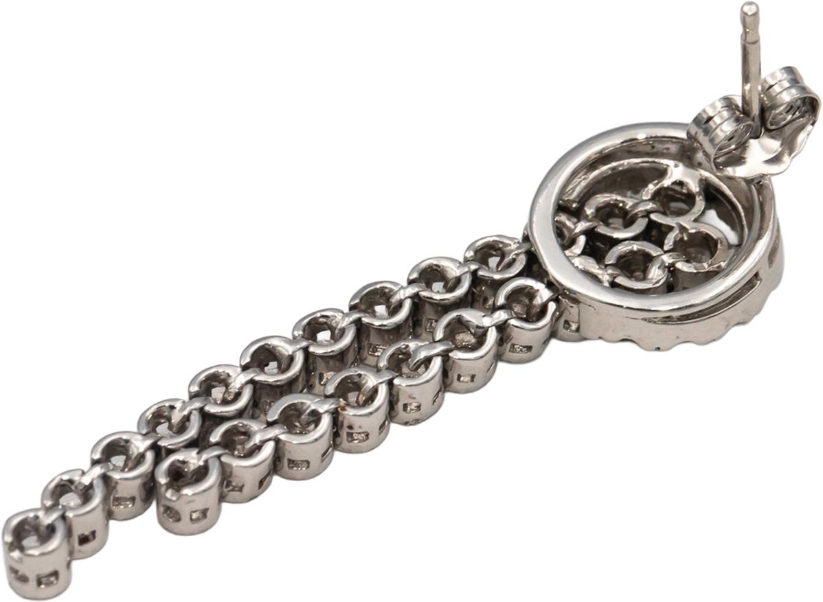 14k White Gold Round Diamond Drop Dangle Earrings 1.45CT