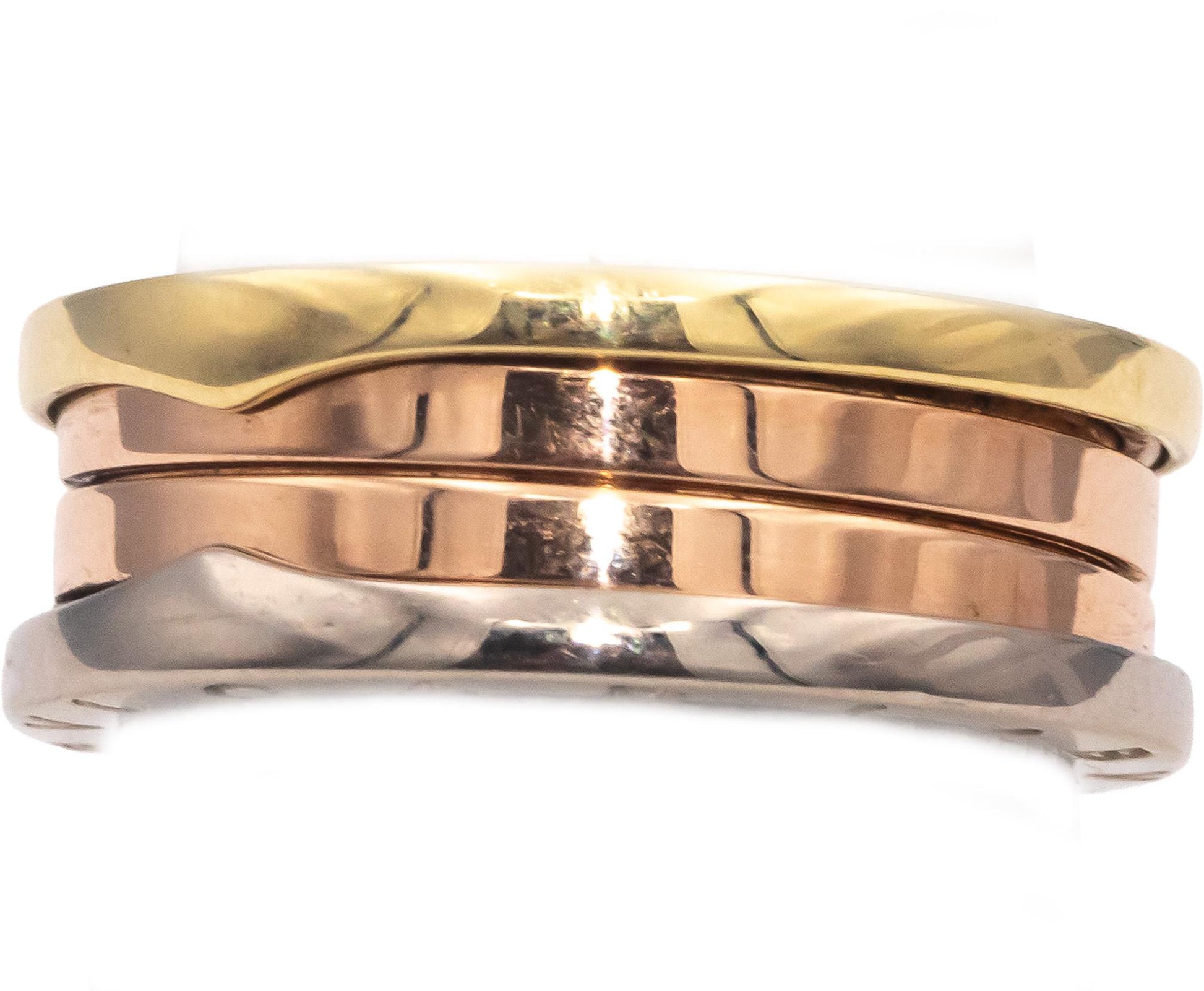 BVLGARI 18k Rose White Yellow Gold B.zero1 Collection Ring Size 9 Euro 59