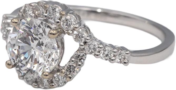 14k White Gold Round Diamond Engagement Ring 1.91CT w/ 1.49CT Center Size 6.75