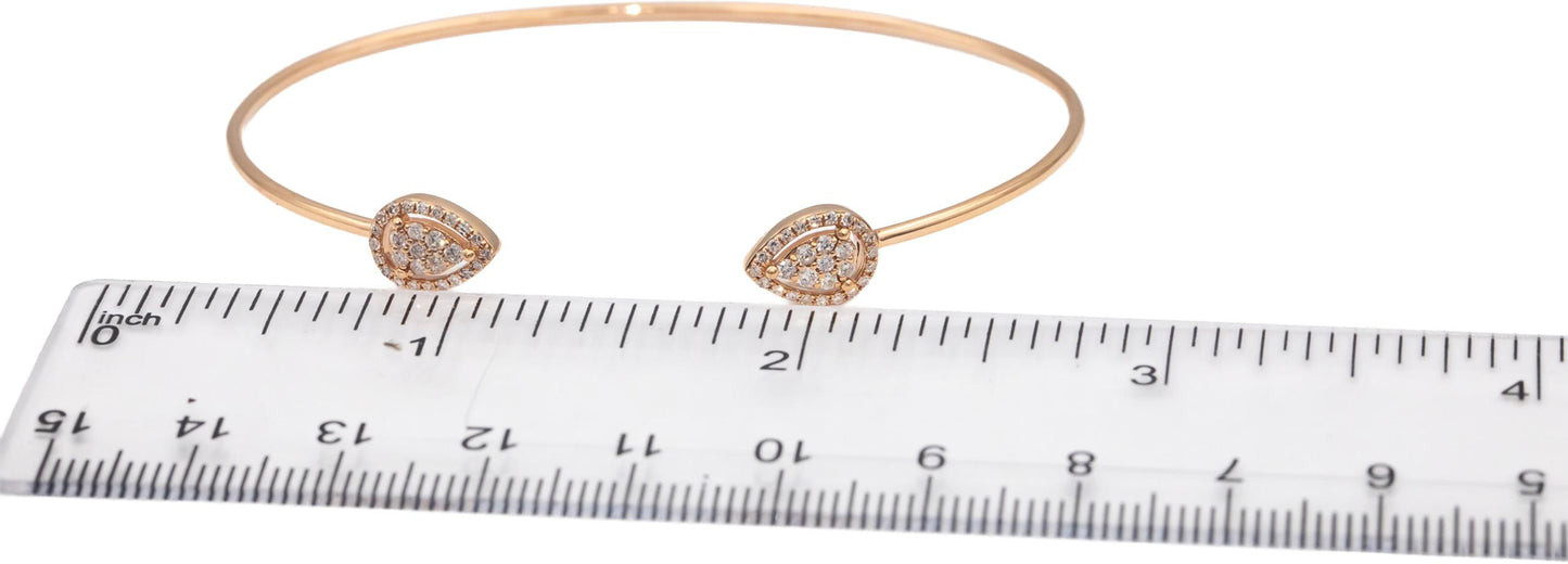 14k Rose Gold Jewelry Round Diamond Cuff Bracelet 0.33CT