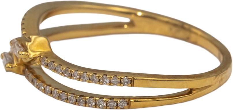 18k Yellow Gold VS Diamond Wavy Split Band Ring 0.18CT Size 7.25