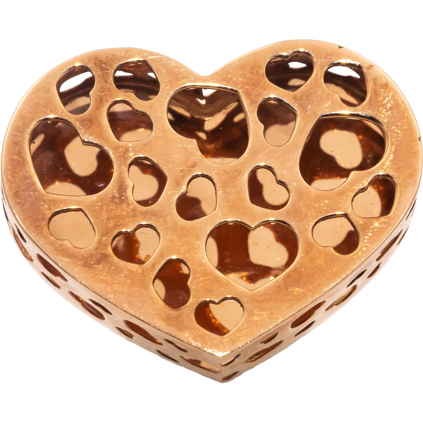 Italian Designer 18k Rose Gold Heart Gallery Jumbo Statement Ring Size 7