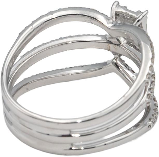 18k White Gold VS Emerald & Round Diamond Multi-Band Statement Ring 0.70CT