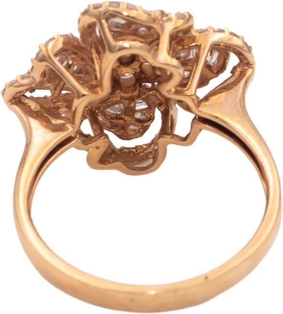 14k Rose Gold Round & Baguette Cut Diamond Flower Cocktail Ring 0.75CT Size 10