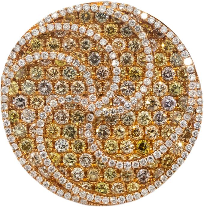 18k Rose Gold Round White Fancy Yellow Diamond Cocktail Ring 4.0CTW Size 9