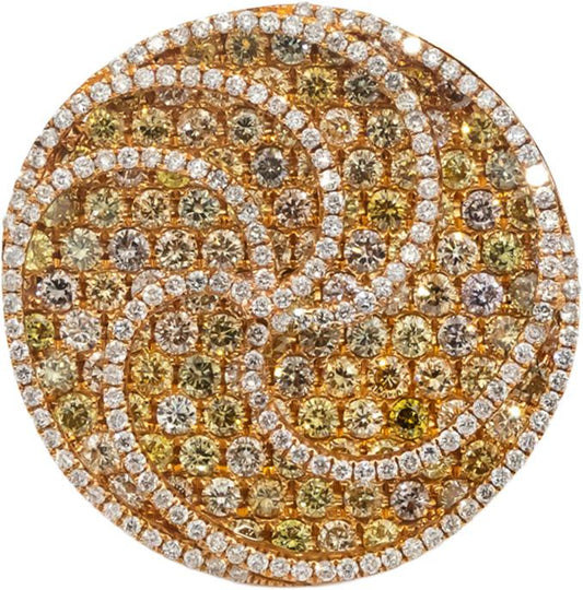 18k Rose Gold Round White Fancy Yellow Diamond Cocktail Ring 4.0CTW Size 9