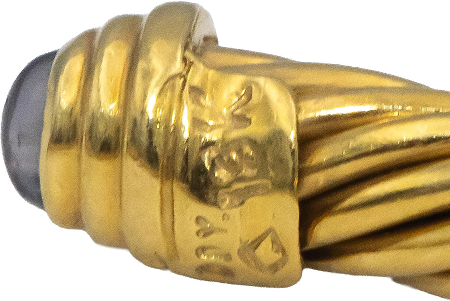 DAVID YURMAN 18k Yellow Gold Cable Cuff Bracelet w/ Cabochon Amethyst Ends