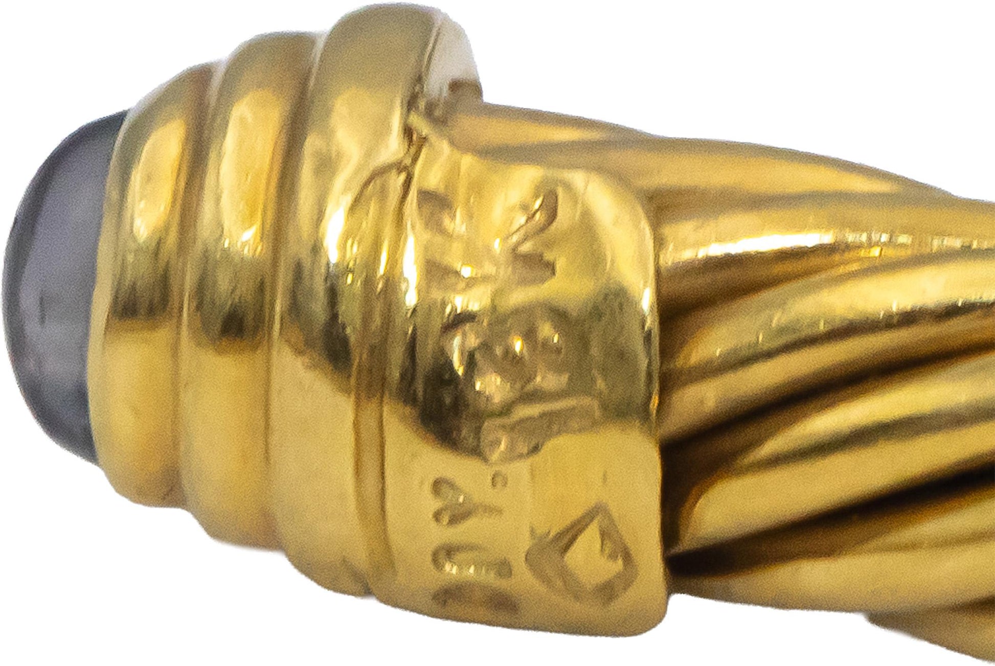 DAVID YURMAN 18k Yellow Gold Cable Cuff Bracelet w/ Cabochon Amethyst Ends