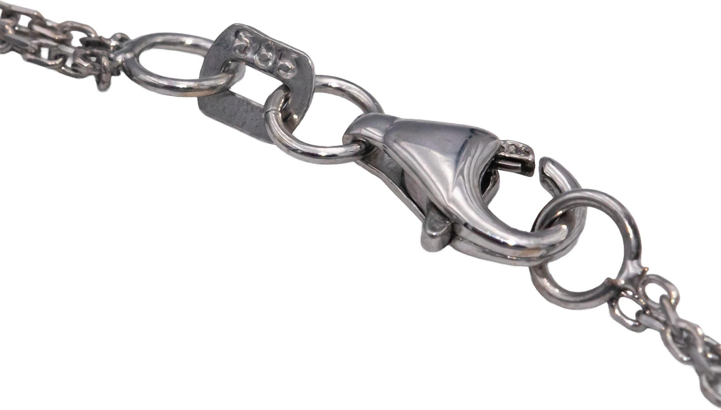 14k White Gold Round Diamond Cluster Pendant Double Chain Necklace 0.35CT