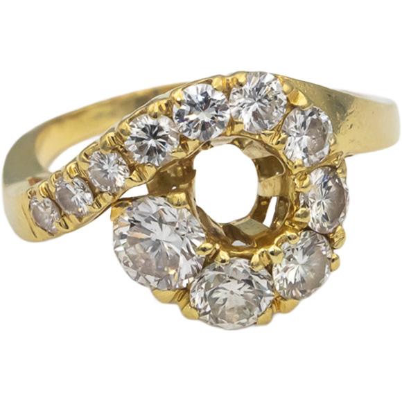 18k Yellow Gold VS Round Diamond Spiral Cocktail Ring 1.50CT Size 7.25