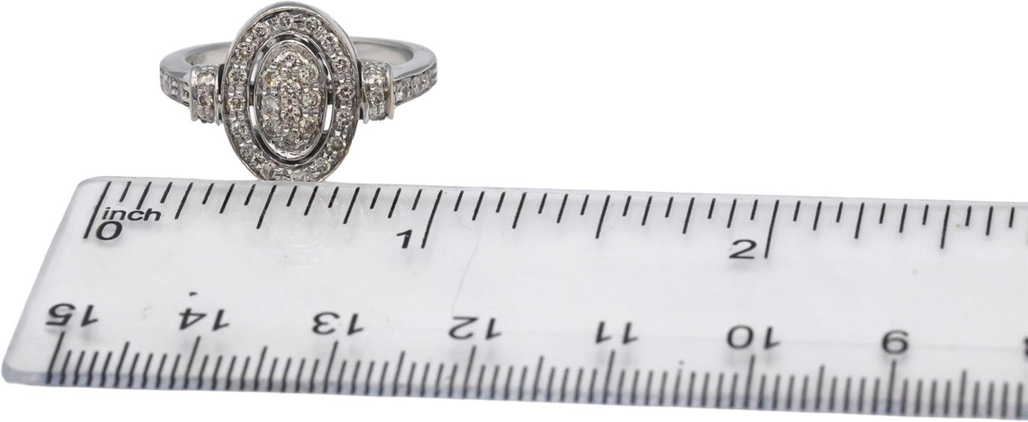 18k White Gold Round Diamond Cluster Cocktail Ring 0.50CT Size 7.5