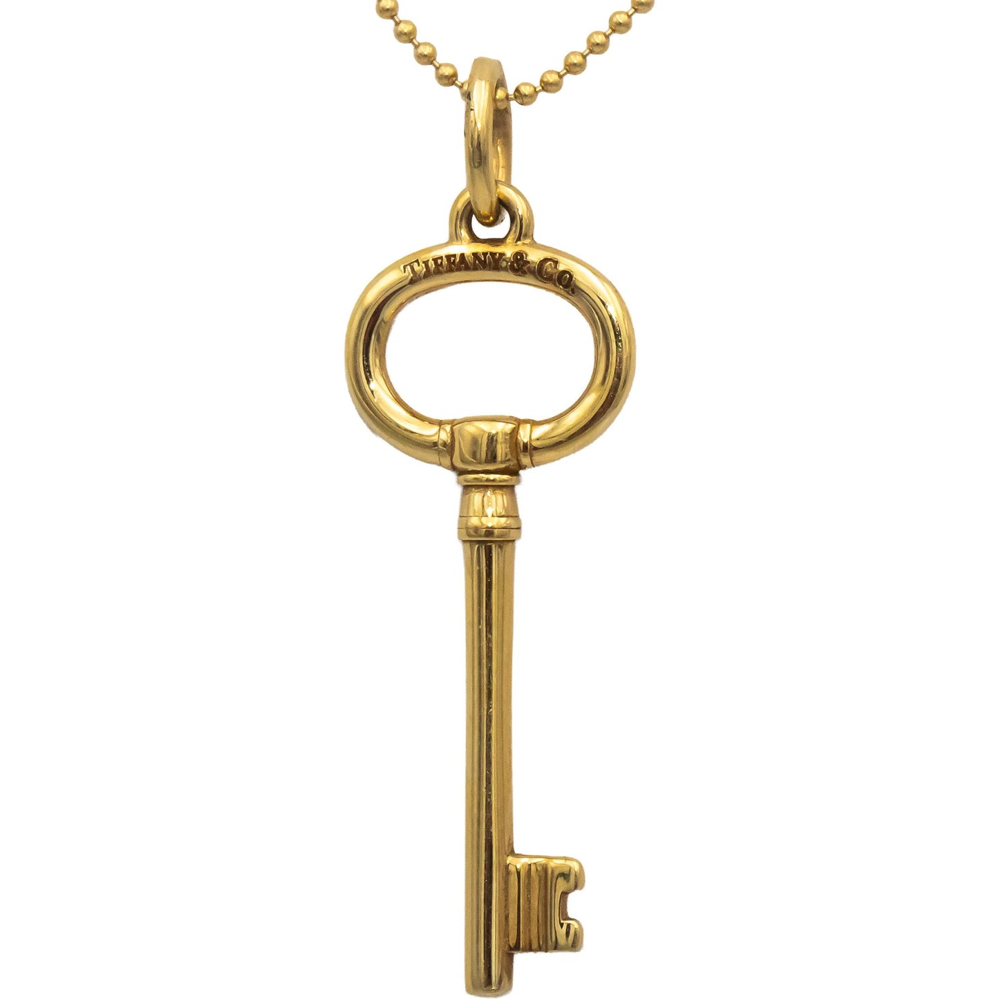 TIFFANY & CO. 18k Yellow Gold Oval Key Pendant Necklace
