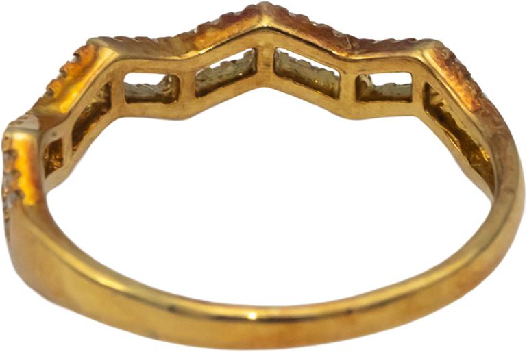 18k Yellow Gold VS Round Diamond Zig Zag Band Ring 0.15CT Size 7