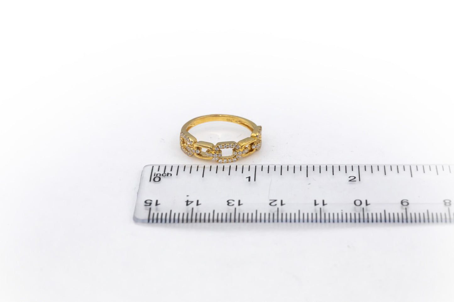 18k Yellow Gold Round Diamond Chain Link Style Band Ring 0.24CT Size 7