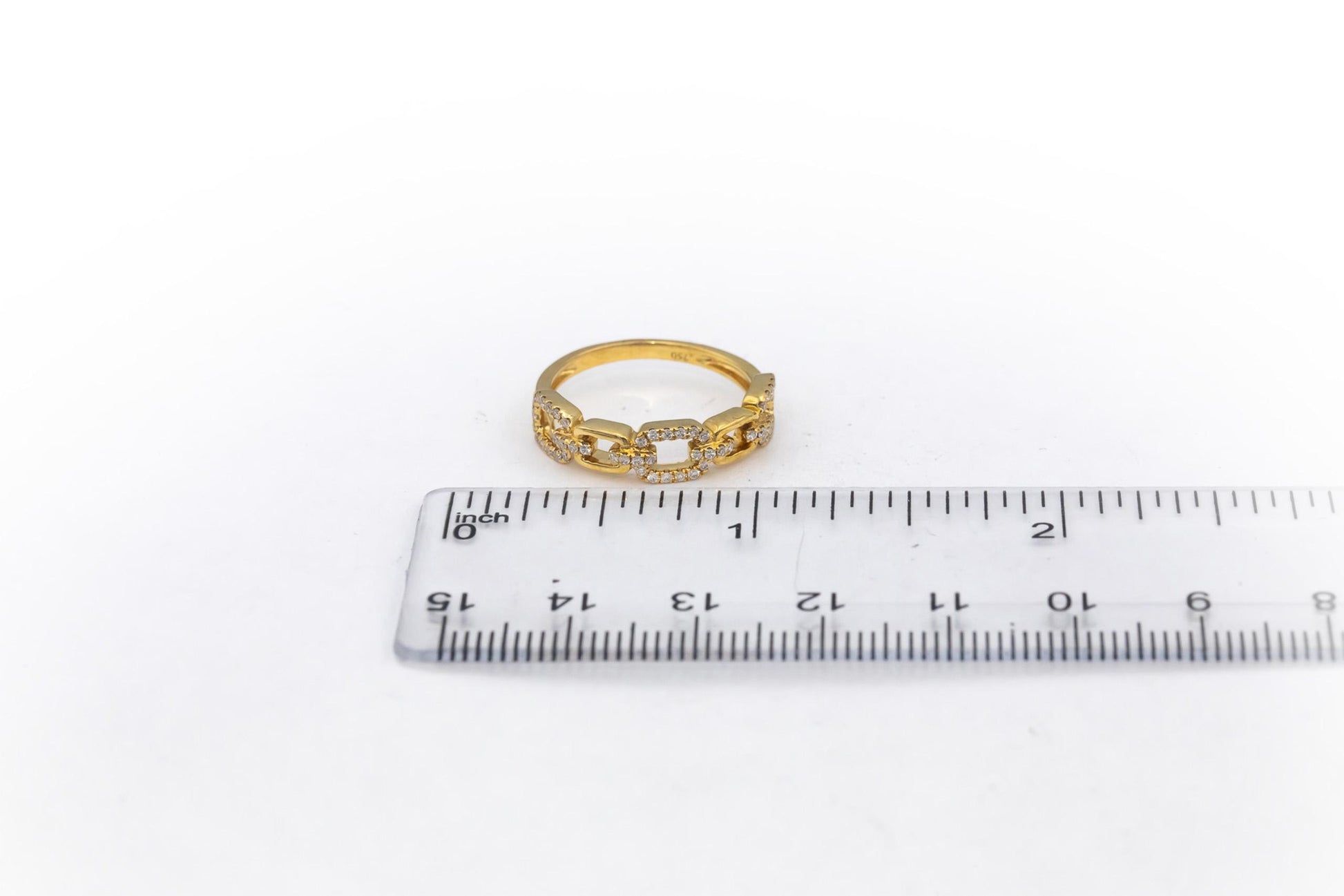 18k Yellow Gold Round Diamond Chain Link Style Band Ring 0.24CT Size 7