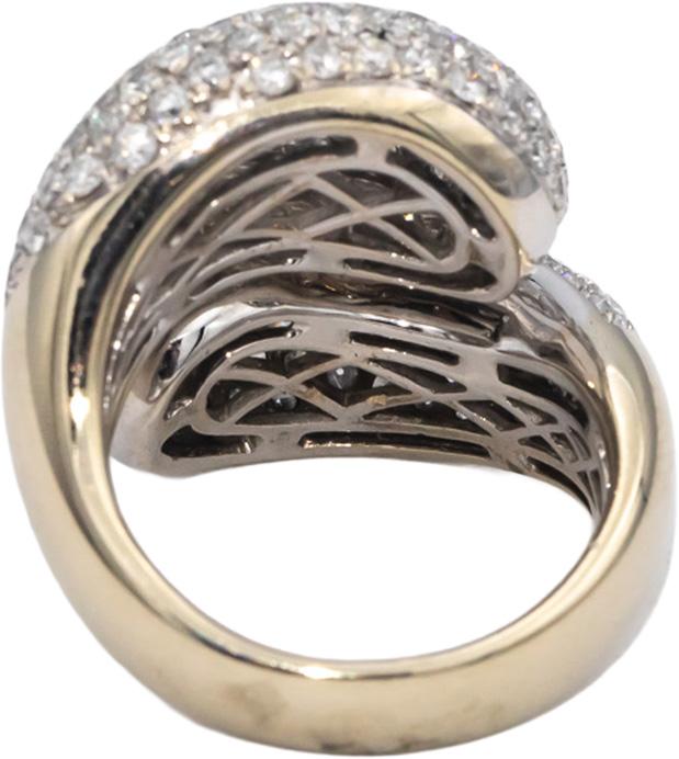 18k White Gold Round Diamond Cluster Pave Bypass Ring 3.93CT Size 6.75