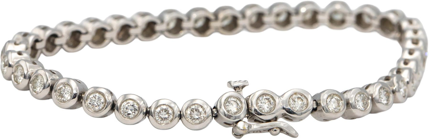 14k White Gold VS Round Bezel Set Diamond Tennis Bracelet 4.0CT