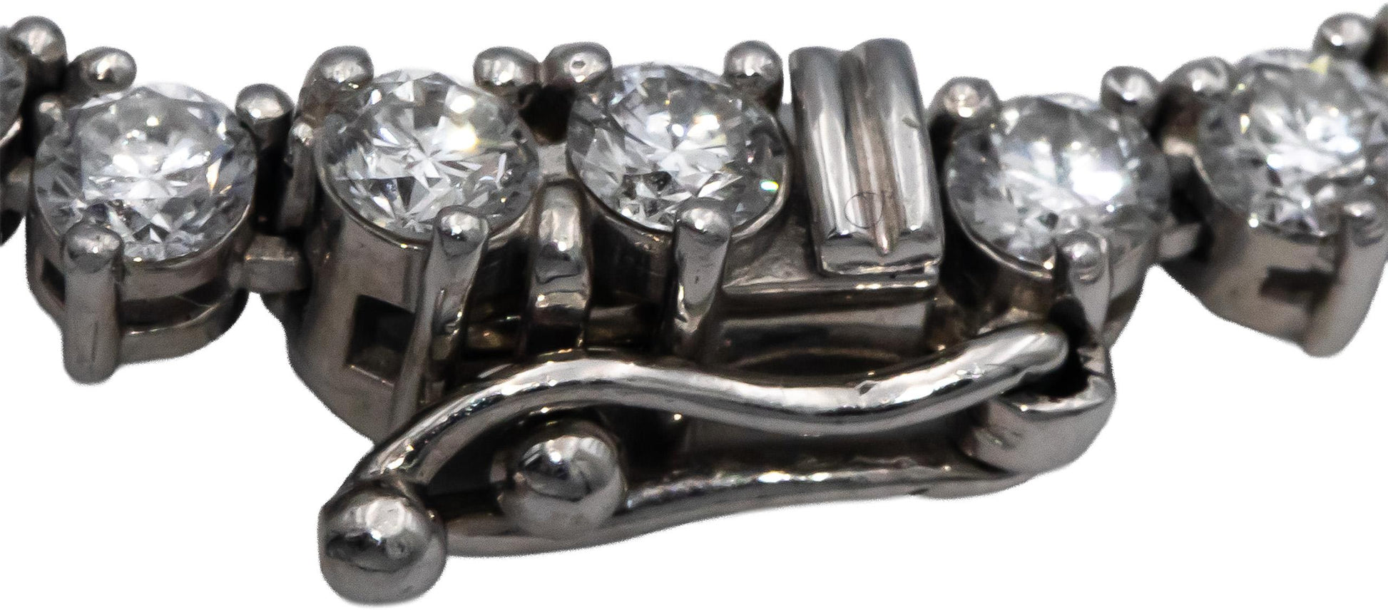 14k White Gold VS Round Diamond Three-Prong Tennis Necklace 15.46CT