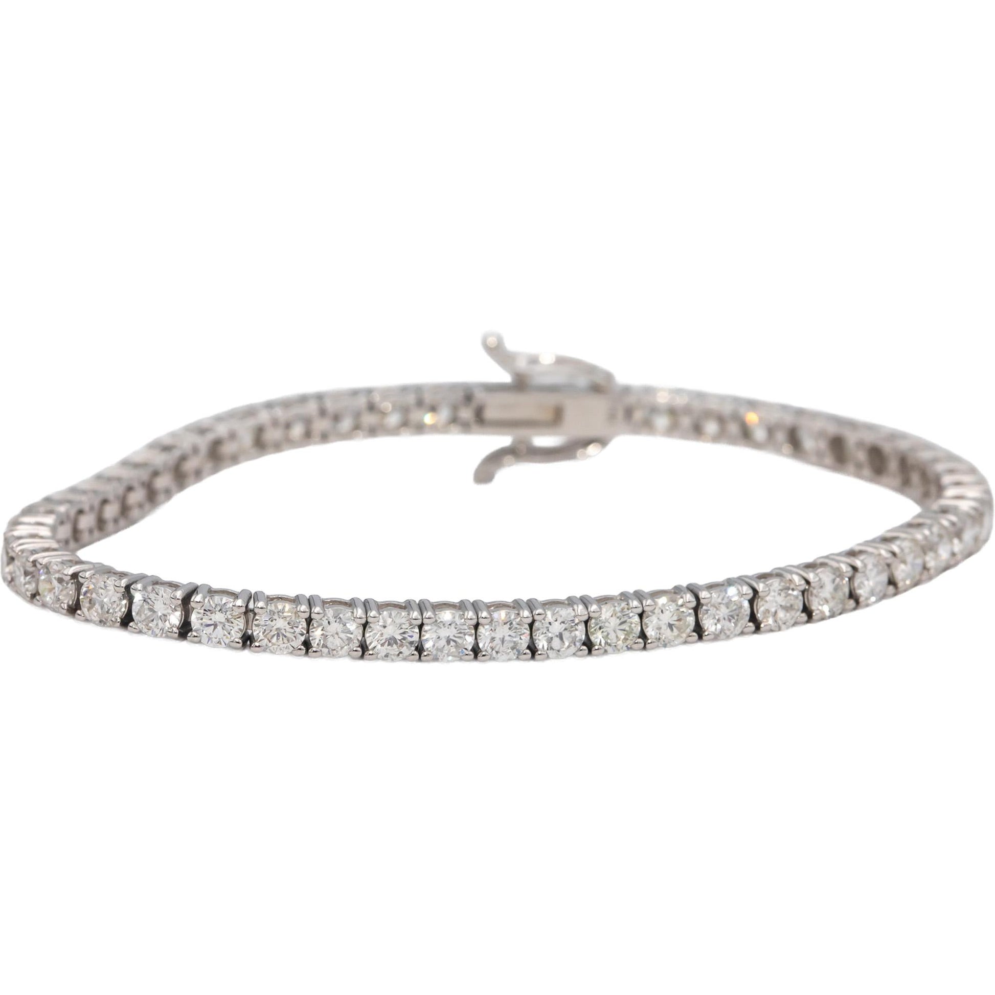 14k White Gold VS Round Diamond Tennis Bracelet 8.19CT