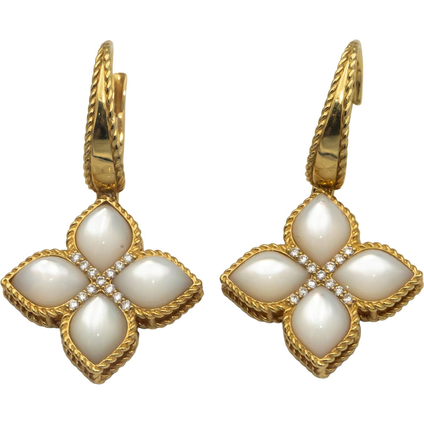 ROBERTO COIN 18k Gold Mother of Pearl Venetian Earrings $9000 Retail w/ Box