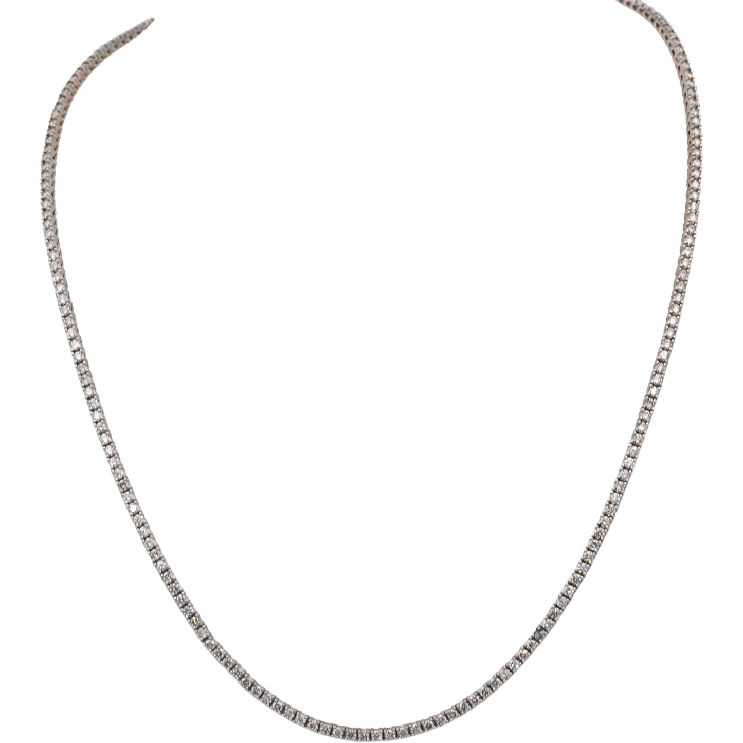 14k White Gold Round Diamond Tennis Necklace 5.18CT