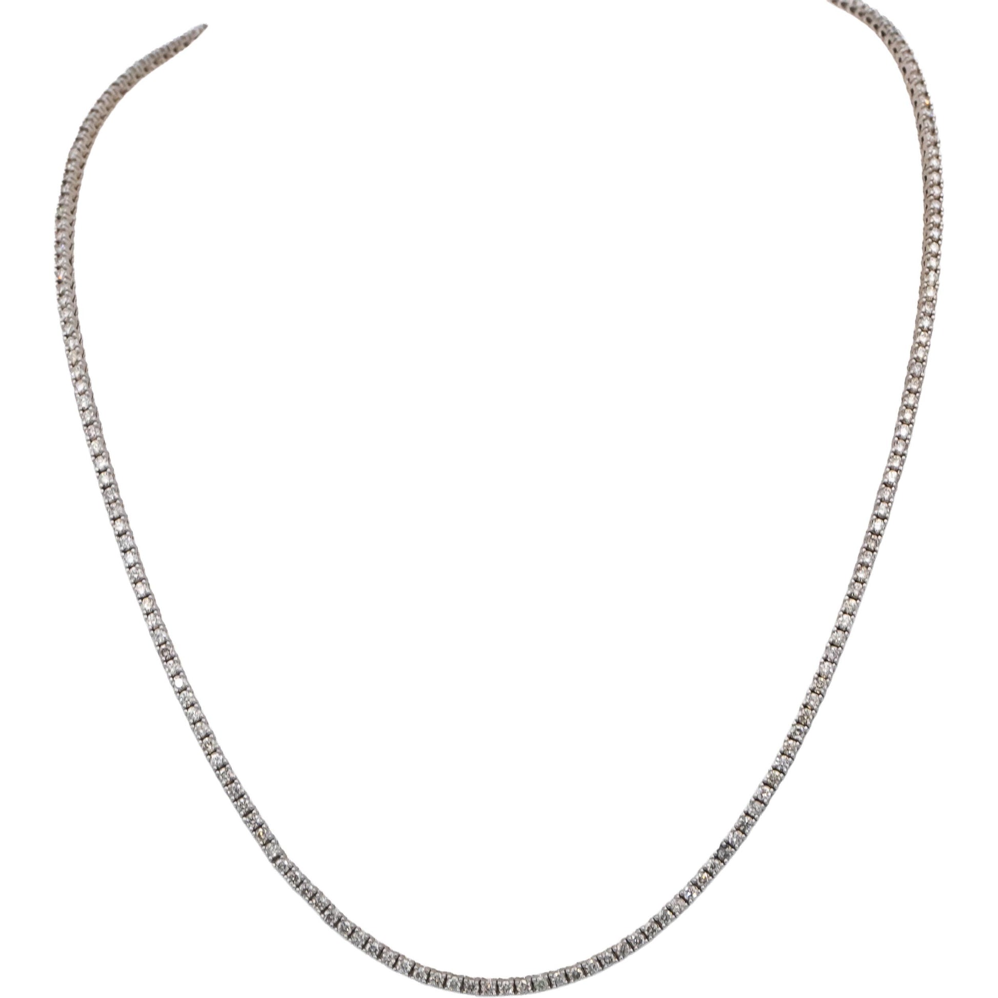 14k White Gold Round Diamond Tennis Necklace 5.18CT