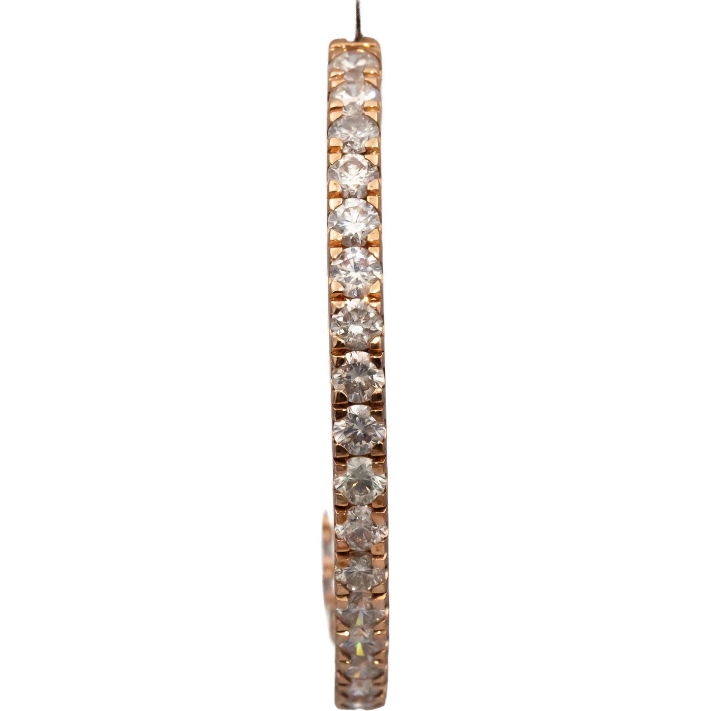 10k Rose Gold Round Diamond Inside Out Hoop Earrings 5.0CT