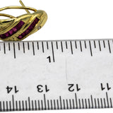 14k Yellow Gold Baguette Cut Ruby Round Diamond Earrings 1.04CTW