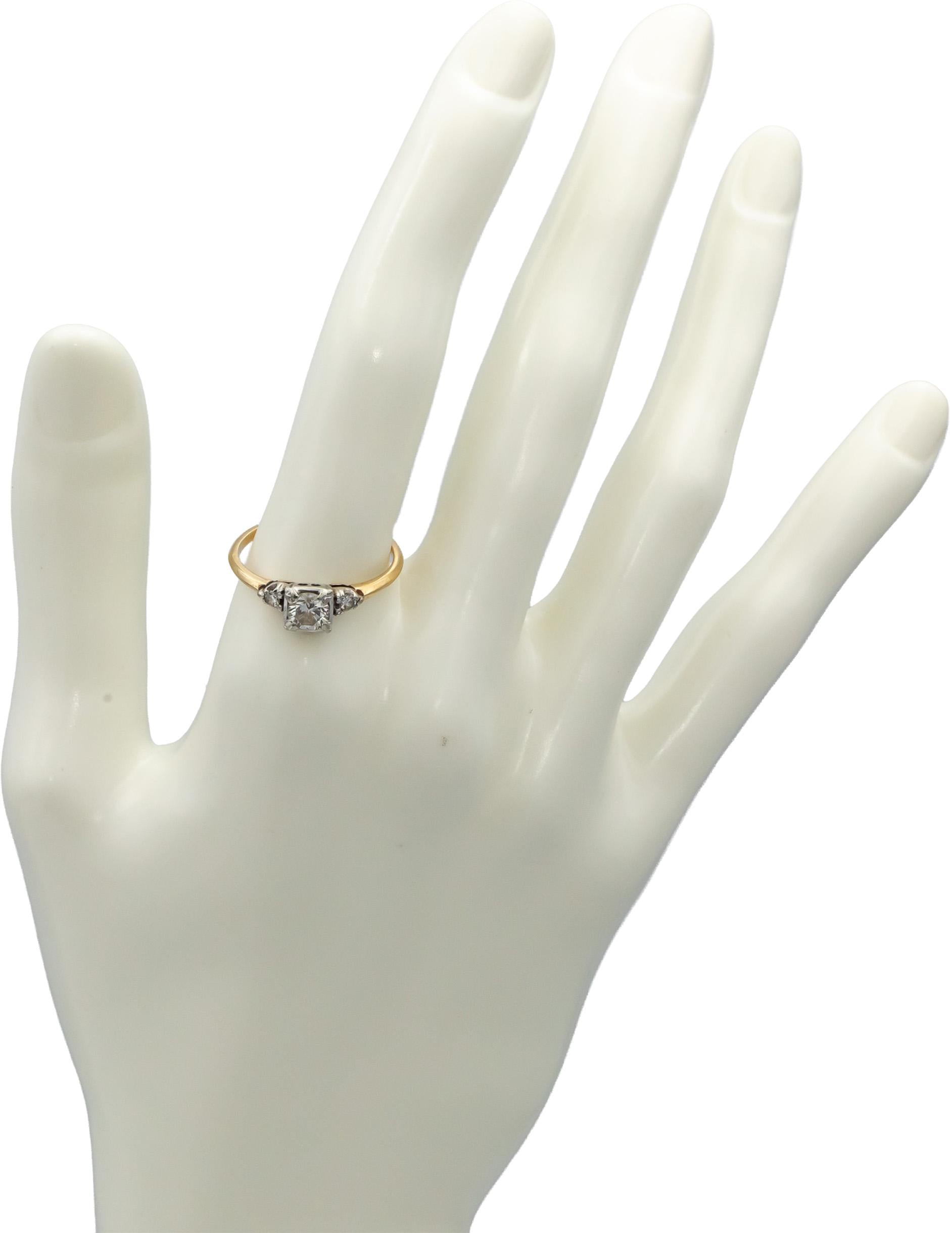 14k Yellow & White Gold Diamond Engagement Ring .50CT w/ 0.44CT Center Size 7.75