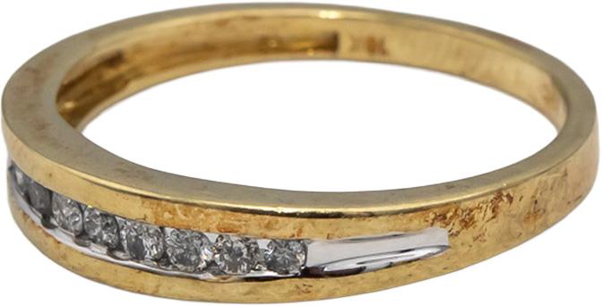 10k Yellow & White Gold Round Channel Set Diamond Band Ring 0.15CT Size 10