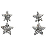 10k White Gold Round Diamond Cluster Drop Dangle Star Earrings 1.0CT