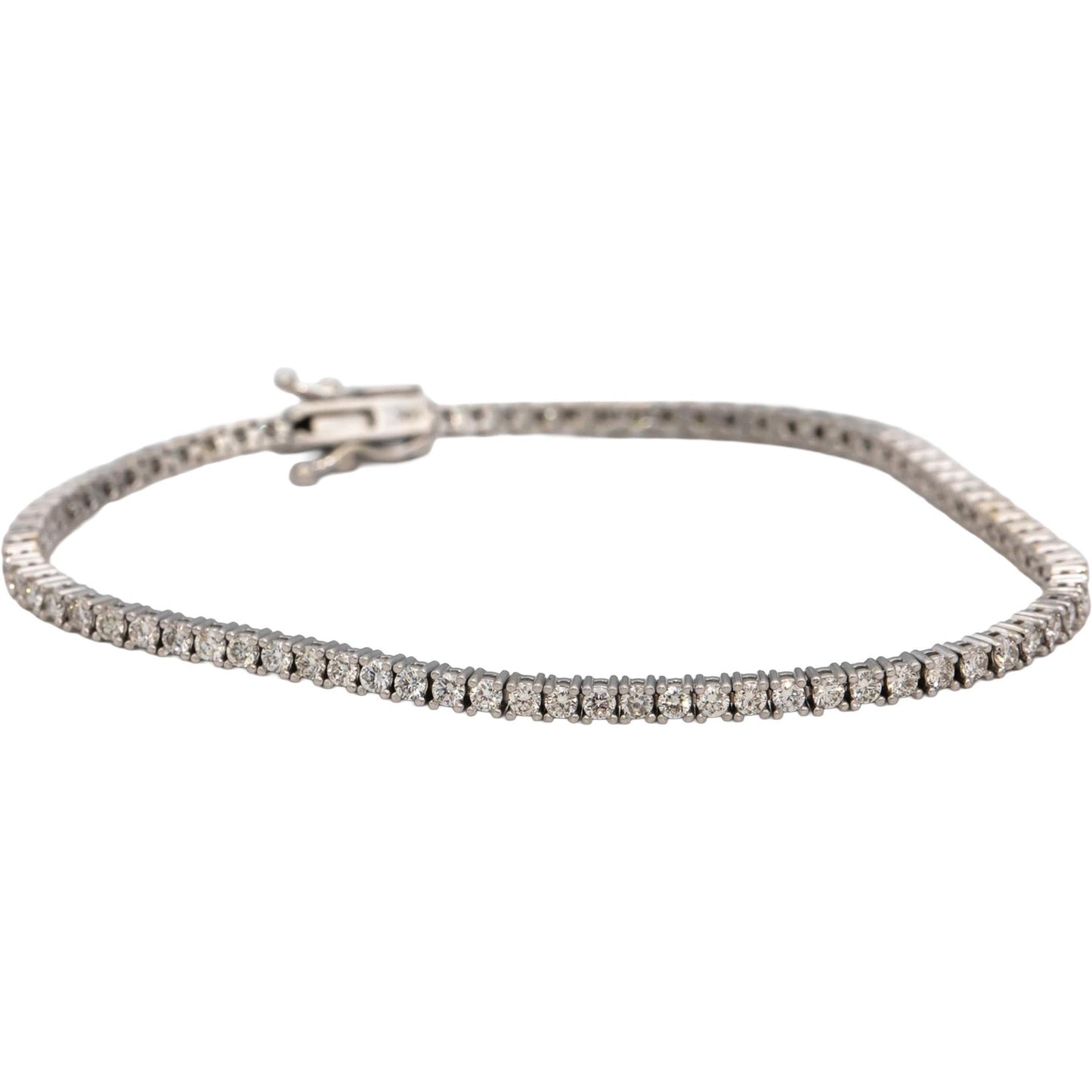 14k White Gold Round Diamond Tennis Bracelet 2.26CT