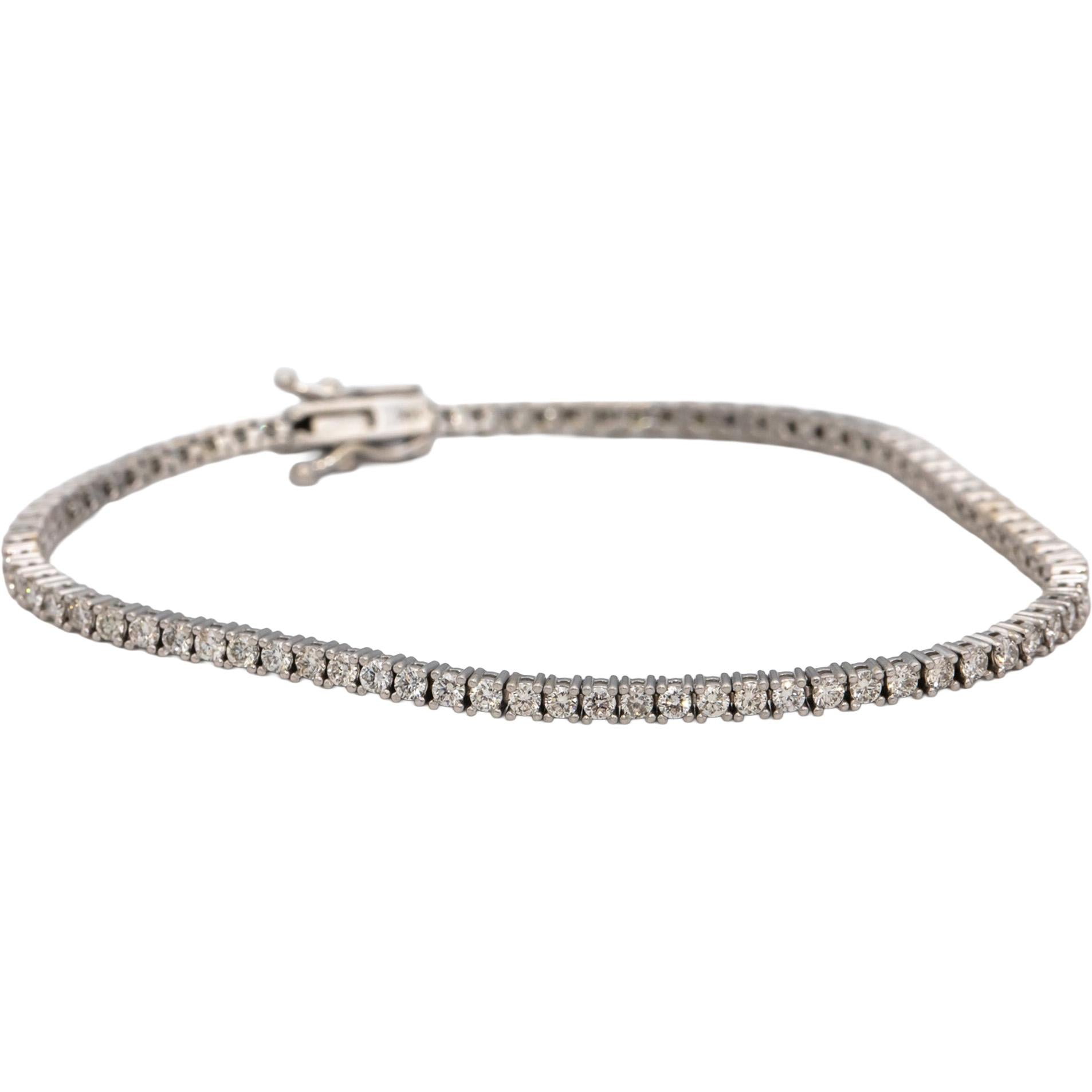 14k White Gold Round Diamond Tennis Bracelet 2.26CT